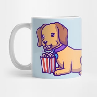 Cute Dog Eating Popcorn Cartoon Mug